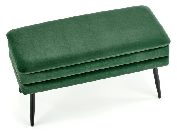 Bancheta hol tapitata VELVA, stofa catifelata verde inchis, 78x35x40 c