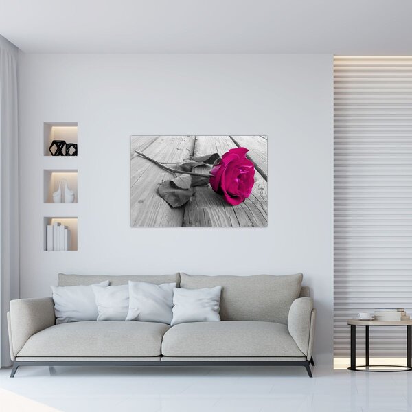 Tablou - Trandafir roz (90x60 cm)
