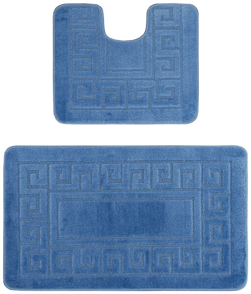 Set 2 Covoras baie, Antiderapant, Ethnic 2509 Blue, 50x80 cm, 40x50 cm