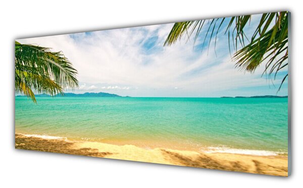 Tablou pe sticla Sea Beach Peisaj Albastru Galben