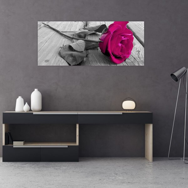 Tablou - Trandafir roz (120x50 cm)