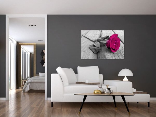 Tablou - Trandafir roz (90x60 cm)