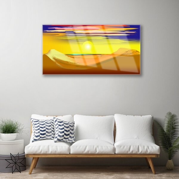 Tablou pe sticla Desert Art Galben Violet