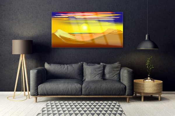 Tablou pe sticla Desert Art Galben Violet