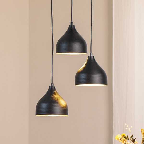 Opviq Lampă suspendată Tattoo 6201 3-light rondel negru / aur, reglabil, Negru, Camera de zi / sufragerie, Metal, Marocan / Oriental