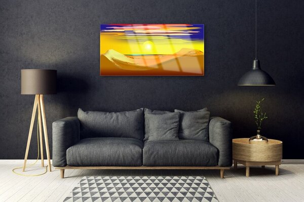 Tablou pe sticla Desert Art Galben Violet
