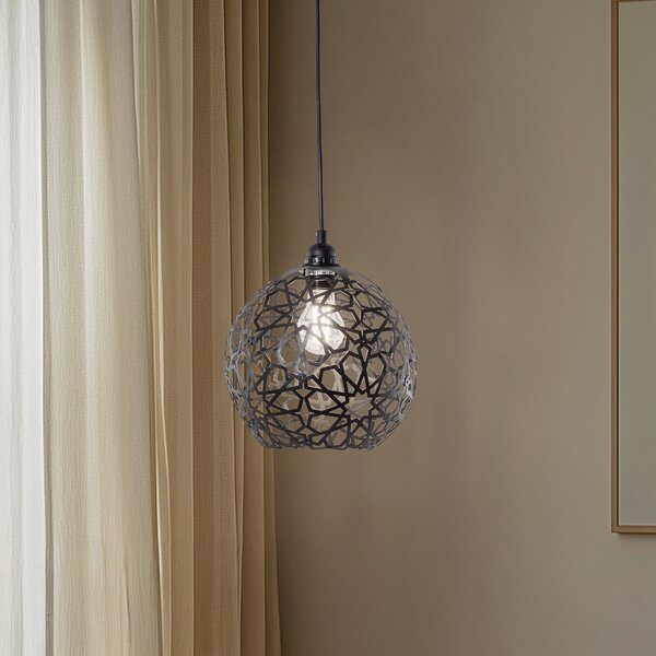 Opviq Lampă suspendată Fellini MR-785 1 bec Ø 25cm negru, reglabil, Negru, Camera de zi / sufragerie, Metal, Modern
