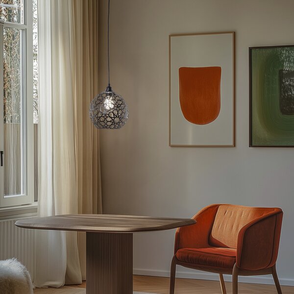 Opviq Lampă suspendată Fellini MR-785 1 bec Ø 25cm negru, reglabil, Negru, Camera de zi / sufragerie, Metal, Modern