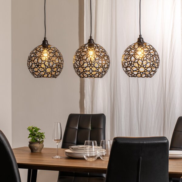Opviq Lampă suspendată Fellini MR-786 3 becuri liniar negru, reglabil, Negru, Camera de zi / sufragerie, Metal, Modern