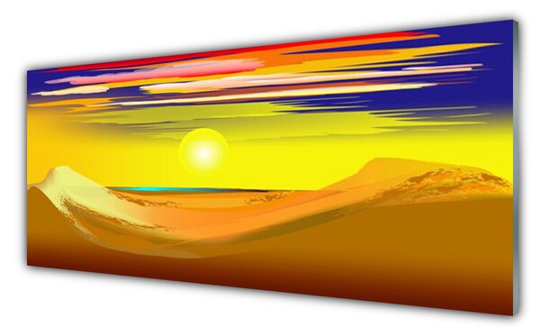 Tablou pe sticla Desert Art Galben Violet