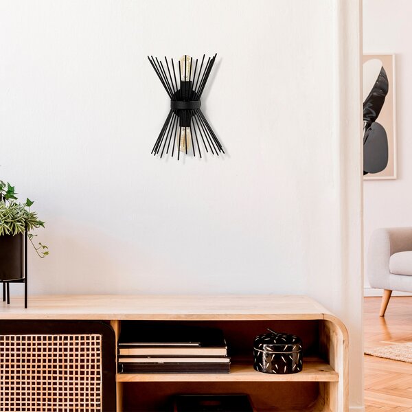 Opviq Aplică de perete Kirpi 3091 sus/jos lățime 23cm negru, reglabil, Negru, Camera de zi / sufragerie, Metal, Modern