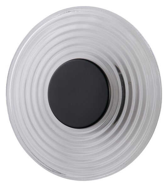 Searchlight Aplică LED Cleo, transparentă/negru mat, Ø 30 cm, sticlă, reglabil, Transparent, Camera de zi / sufragerie, Sticlă, Modern