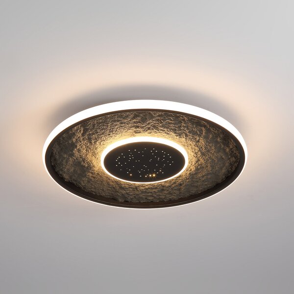 Searchlight Plafonieră LED Lumadisc, efect stelat, negru, Ø 41 cm, reglabil, Negru, Camera de zi / sufragerie, Metal, Modern