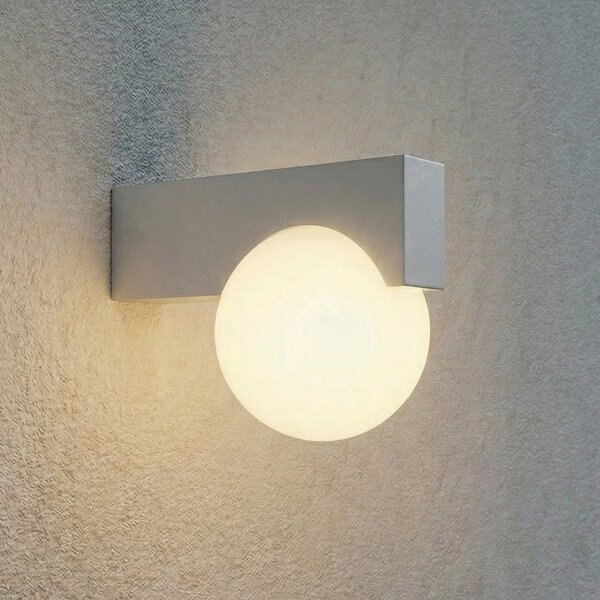 Lucande Lampa de perete pentru exterior cu LED Vijon, gri deschis, CCT, IP44, Gri, Aluminiu, Modern