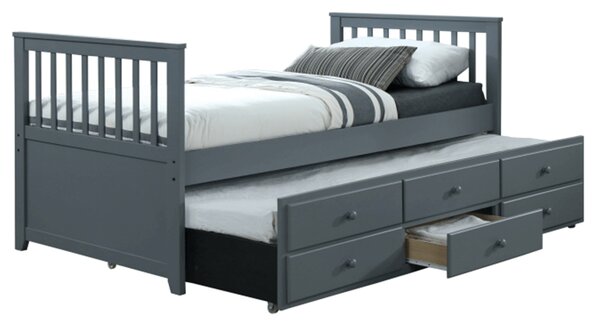 Pat de o persoană 90 cm Ahlan (gri) (cu somieră). Promo -19%. 1002459