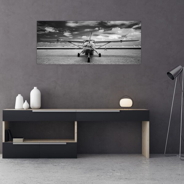 Tablou - Avion alb-negru și alb-negru (120x50 cm)