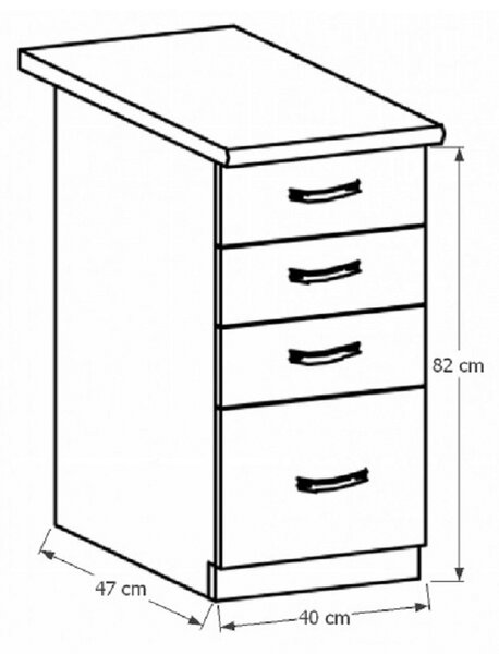 Dulap inferior de bucătărie D40S4 Sillina (Nuc milano). 1015110