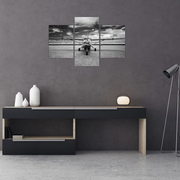 Tablou - Avion alb-negru și alb-negru (90x60 cm)