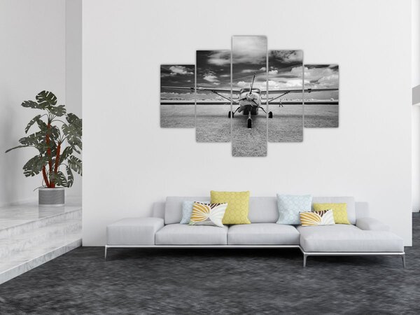Tablou - Avion alb-negru și alb-negru (150x105 cm)