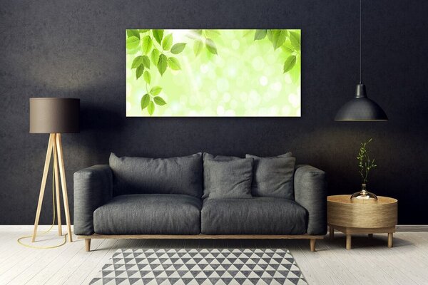 Tablou pe sticla Frunze verde florale
