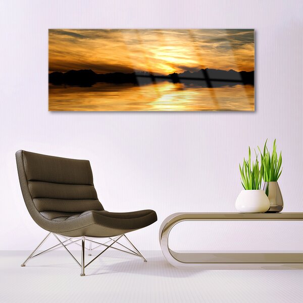 Tablou pe sticla Abstract Art Galben Negru