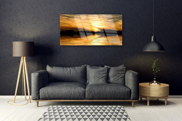 Tablou pe sticla Abstract Art Galben Negru