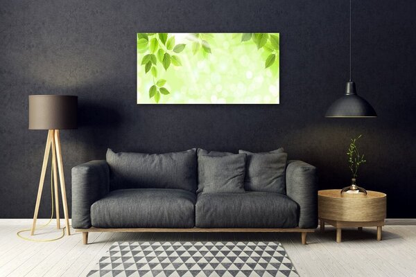 Tablou pe sticla Frunze verde florale