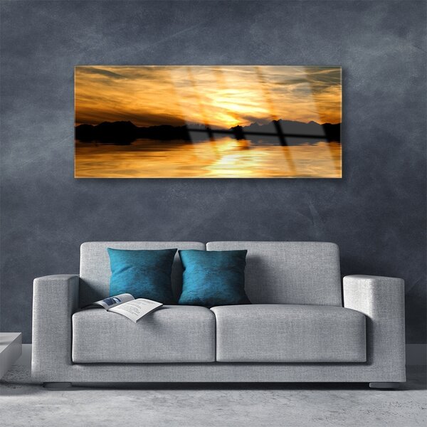 Tablou pe sticla Abstract Art Galben Negru