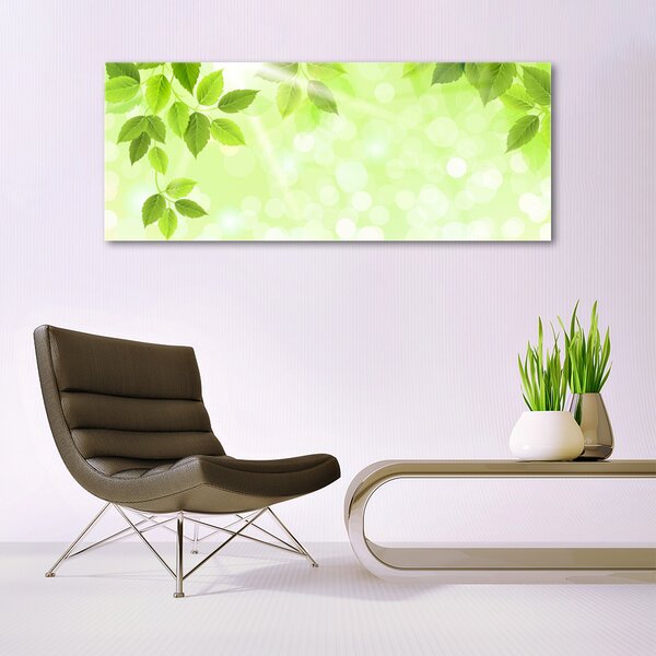 Tablou pe sticla Frunze verde florale
