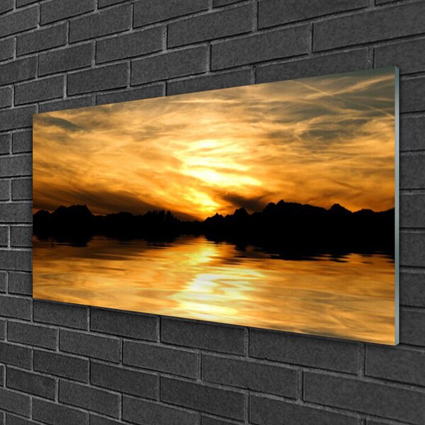 Tablou pe sticla Abstract Art Galben Negru