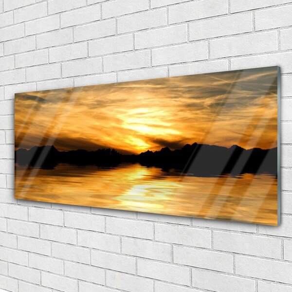 Tablou pe sticla Abstract Art Galben Negru