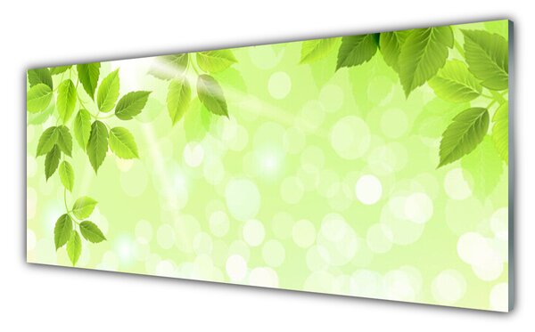 Tablou pe sticla Frunze verde florale