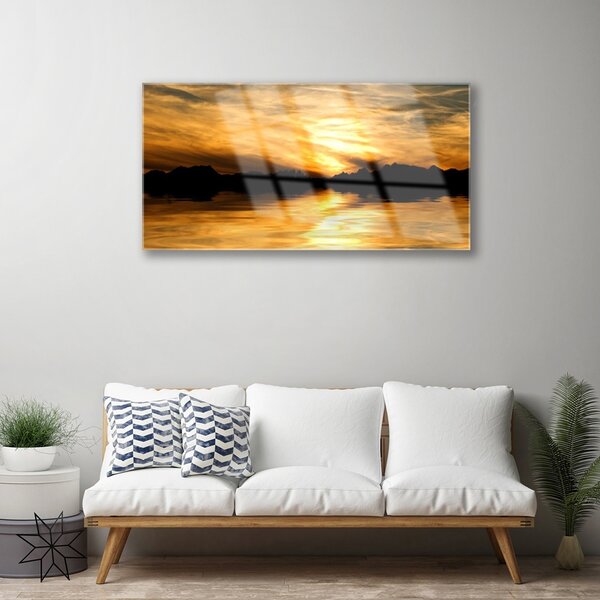 Tablou pe sticla Abstract Art Galben Negru