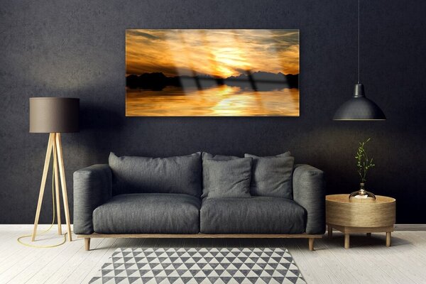 Tablou pe sticla Abstract Art Galben Negru
