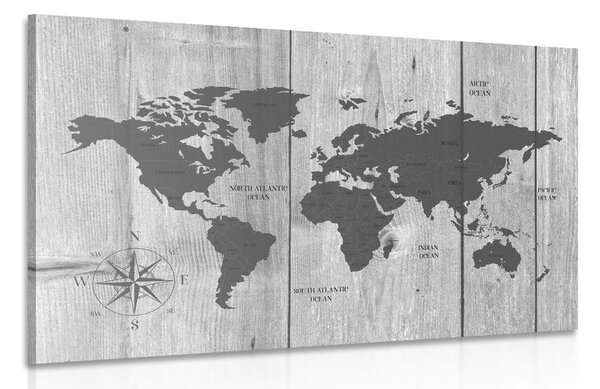 Tablou harta gri pe fundalul de lemn