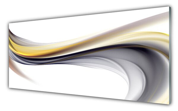 Panou sticla bucatarie Abstract Art Galben Gri Alb