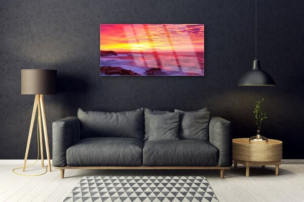 Tablou pe sticla Abstracție Art Portocaliu Galben Violet Maro