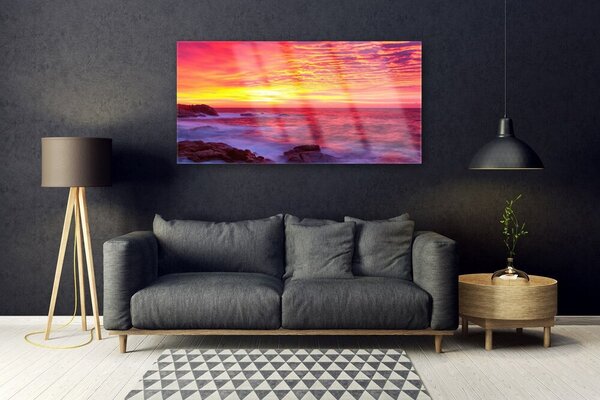 Tablou pe sticla Abstracție Art Portocaliu Galben Violet Maro