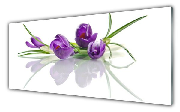 Tablou pe sticla Flori Floral Roz Verde