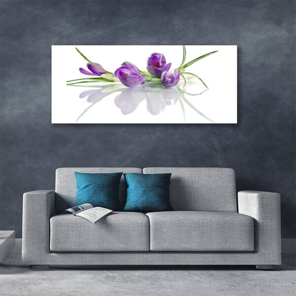 Tablou pe sticla Flori Floral Roz Verde