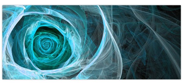 Tablou - Abstract trandafir albastru cu fundal negru (120x50 cm)