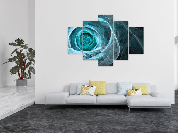 Tablou - Abstract trandafir albastru cu fundal negru (150x105 cm)