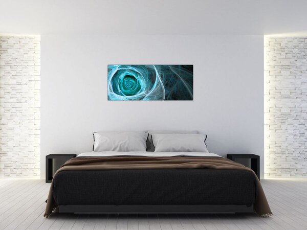 Tablou - Abstract trandafir albastru cu fundal negru (120x50 cm)