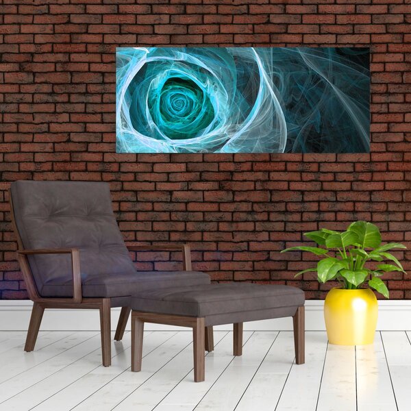 Tablou - Abstract trandafir albastru cu fundal negru (120x50 cm)