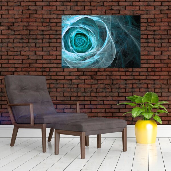 Tablou - Abstract trandafir albastru cu fundal negru (90x60 cm)
