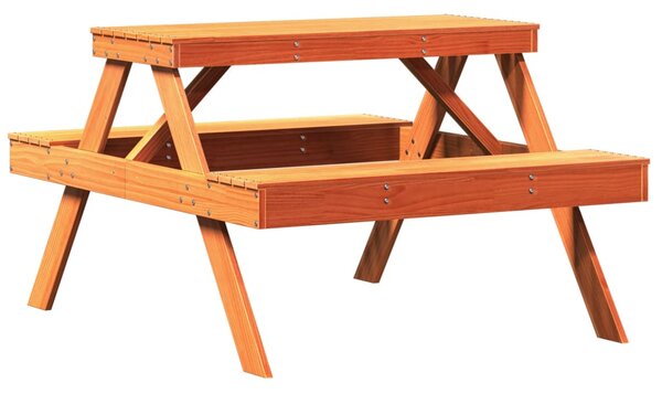 Masă de picnic, maro ceruit, 105x134x75 cm, lemn masiv de pin