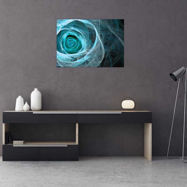 Tablou - Abstract trandafir albastru cu fundal negru (70x50 cm)