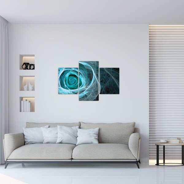 Tablou - Abstract trandafir albastru cu fundal negru (90x60 cm)