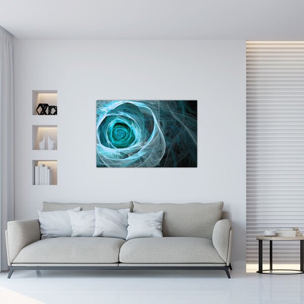 Tablou - Abstract trandafir albastru cu fundal negru (90x60 cm)