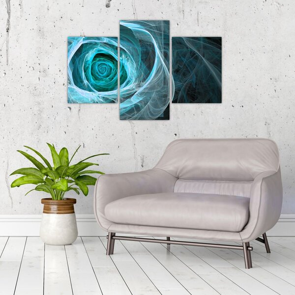 Tablou - Abstract trandafir albastru cu fundal negru (90x60 cm)